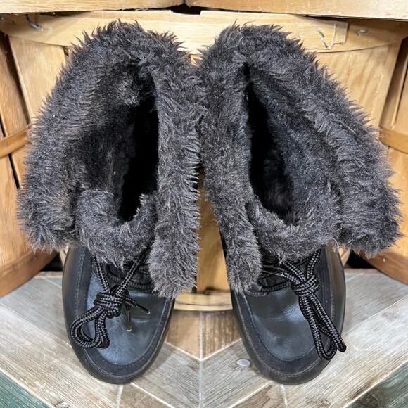 Skechers Shape-Ups Brown Leather Faux Fur Lace-Up Winter Boots Womens Size 8.5 - Picture 9 of 11